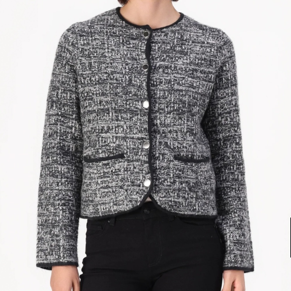 Women’s Novelty Button Down Tweed Inspired Sweater